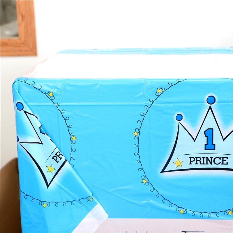 108*180cm Prince Theme Prince Crown Tablecover Birthday Party Decoration Kid Favors Supplies Events Tablecloth Happy Baby Shower