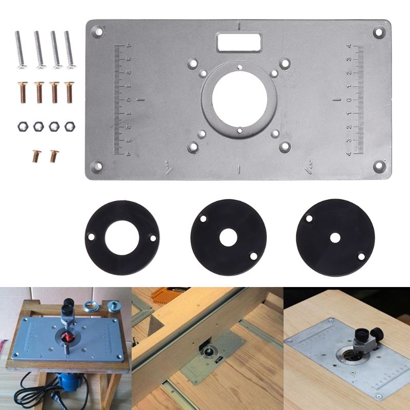 700C Aluminum Router Table Insert Plate + 4 Rings Screws For Woodworking Benches