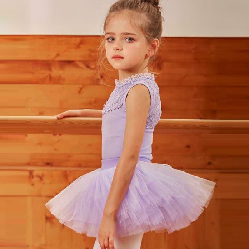 Professionele Kinderen Ballet Tutu Rose Roze Wit Paars Violet Elastische Taille Vier-Layer Mesh Tule Zwanenmeer Dans Bal rok: Paars / M