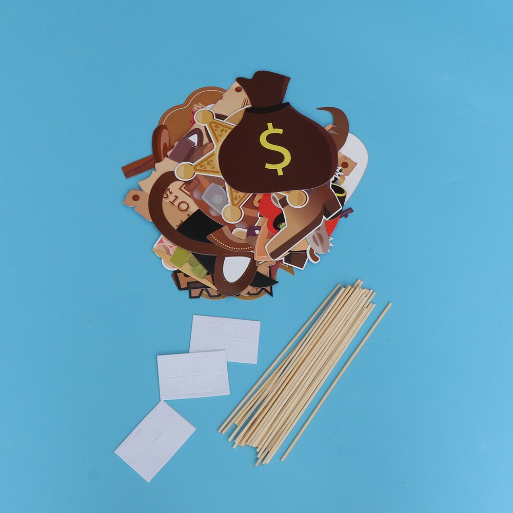 30pcs Cowboy Tribe Photo Props Paper Beard Decor Party Accessory for Decoration