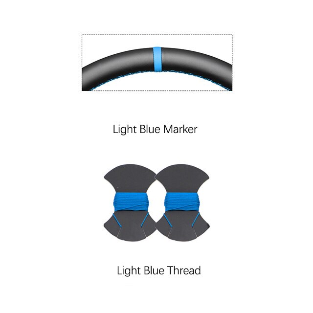 Hand-stitched Black Faux Suede Blue Marker Soft Car Steering Wheel Cover for Renault Clio Captur: Light Blue Marker