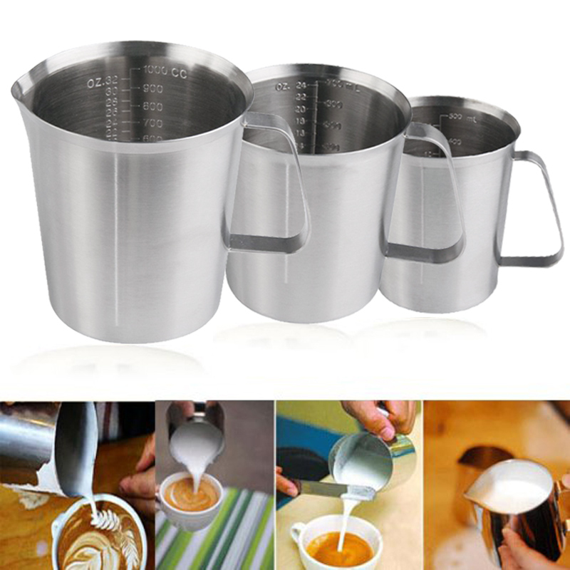 Thickened 304 Stainless Steel Measuring Cup With Scale 1000ML 700ML 500 ML Tea Cup Melting Pot Kitchen Measuring Tool