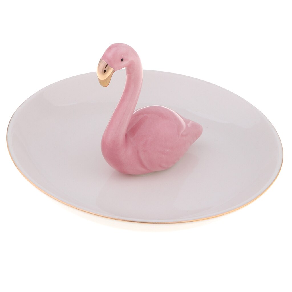 Ceramic Jewelry Dish for Engagement Wedding Rings Display Jewelry Tray Décor: Dish Pink Flamingo