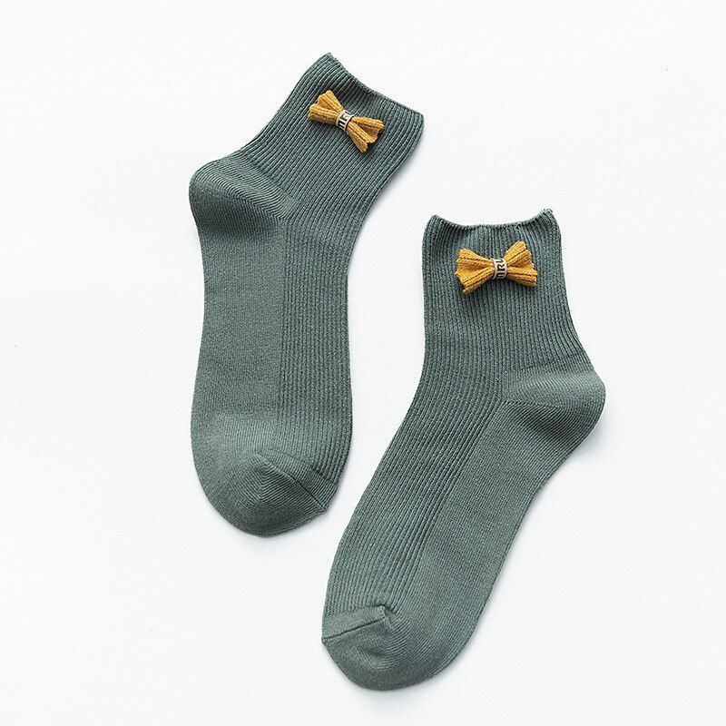 Calcetines bonitos a la para mujer, calcetines kawaii para mujer, medias de algodón para mujer: green