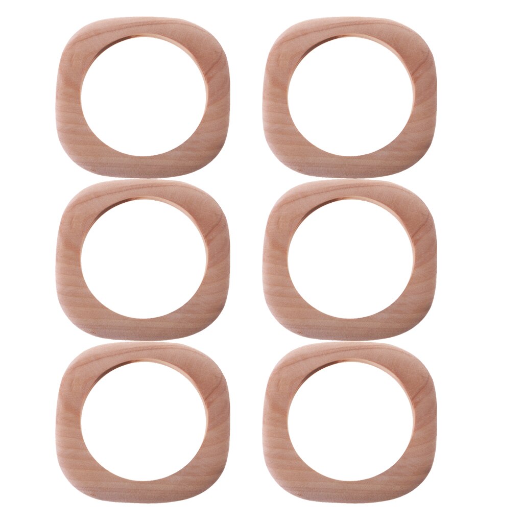 6Pcs Sample Set Square Unfinished Wood Bangle Bracelets DIY Craft