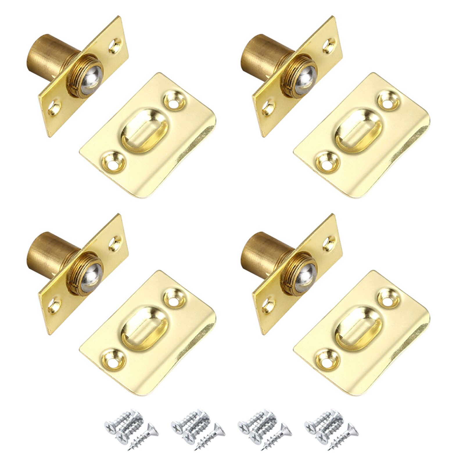 With Strike Plate Cabinet Doorstop Closet Door Ball Catch Universal Adjustable Size Stainless Steel Home Bathroom Rust Proof: 2 Pack / Gold
