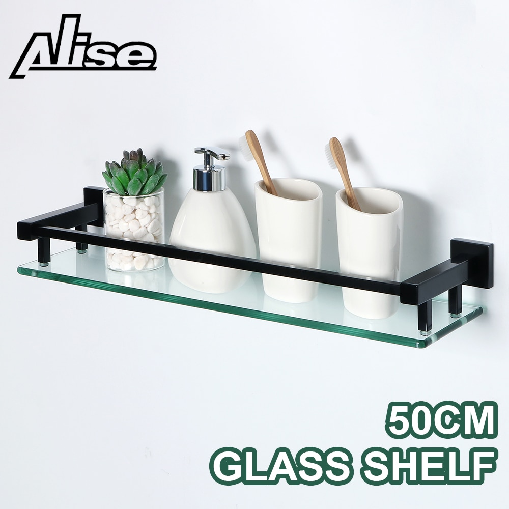 Alise SUS 304 Stainless Steel Bathroom Shelves Shower Glass Shelf Wall Mount Shower Caddy