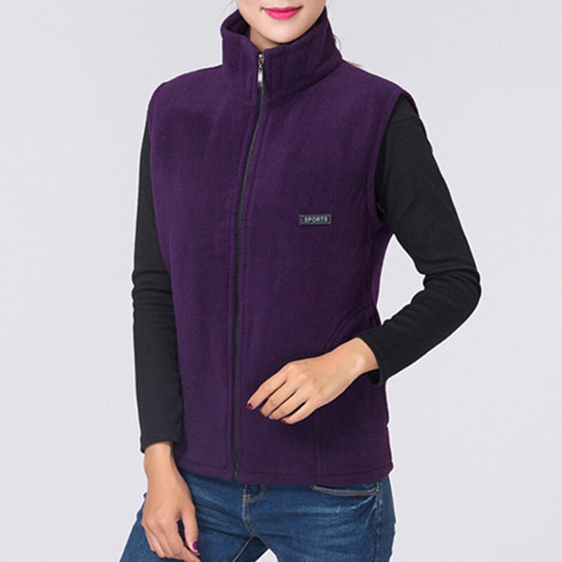 Dame jakker vest tyk fleece plys veste sportstøj slim vest dame varm vest vindjakke stativ krave plus str. 4xl