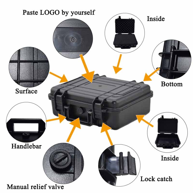 Caja de plástico ABS resistente al agua para equipo de seguridad Caja de Herramientas portátil Caja de Herramientas para vehículos de supervivencia al aire libre contenedor anticolisión