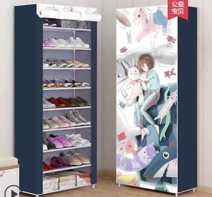 Multi-layer Shoe Rack Dustproof Fabric Assembly Shoe Storage Cabinet Stand Holder Space Save Shoe Organizer Rack pf082711: 10layer-rabbit
