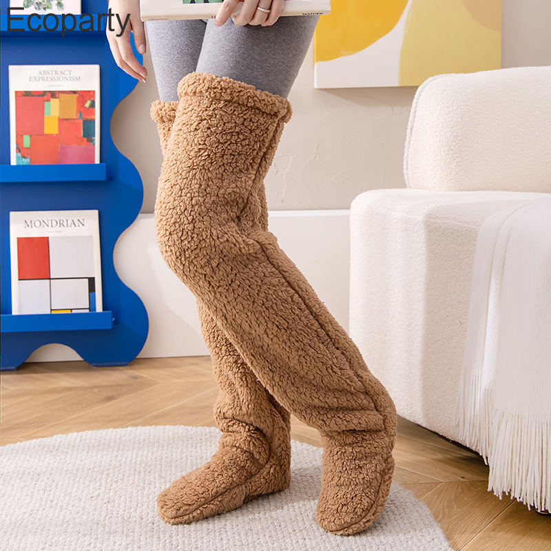 Calze invernali per piedi caldi per donne e uomini Letto multifunzionale per dormire con trapunta Vecchie gambe fredde Calzini per dormire caldi Riscaldamento dei piedi: Beige