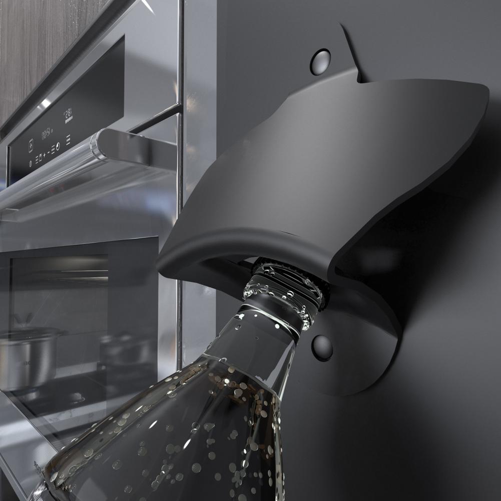 1 Set Beer Bottle Opener Magnetic Wall Mounted Removable Anti-slip Beer Bottle Opener with Cap Catcher for Bar Home Kitchen