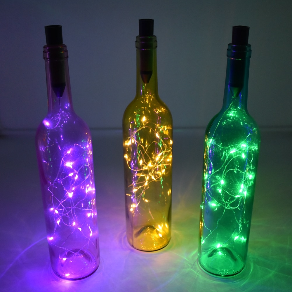 2M String Lights Silver LED Wine Bottle Lights Battery Powered Cork Shape Glass Bottle Stopper Lamp Christmas Garlands Decoratio