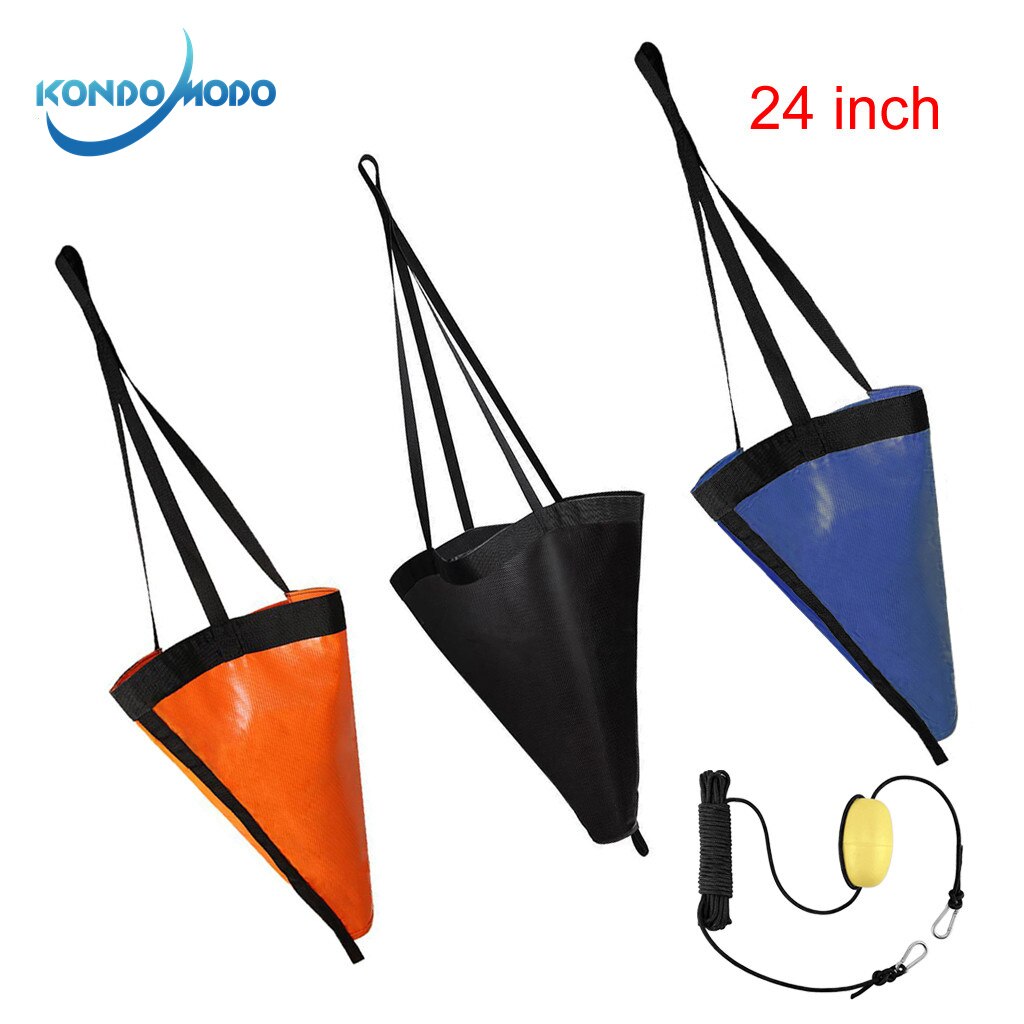 24 inch Marine PVC Sea Anchor Drift Anchor Kayak Canoe Boat Float Drogue Drifting Brake Rowing 30ft Retrieving Tow Throw Line