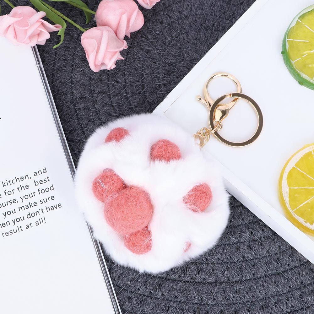 Katteklo pote nøglering fluffy pels pom pom vedhæng nøgleringe kvinde taske vedhæng pompon nøgleringe bil nøglering nipsting