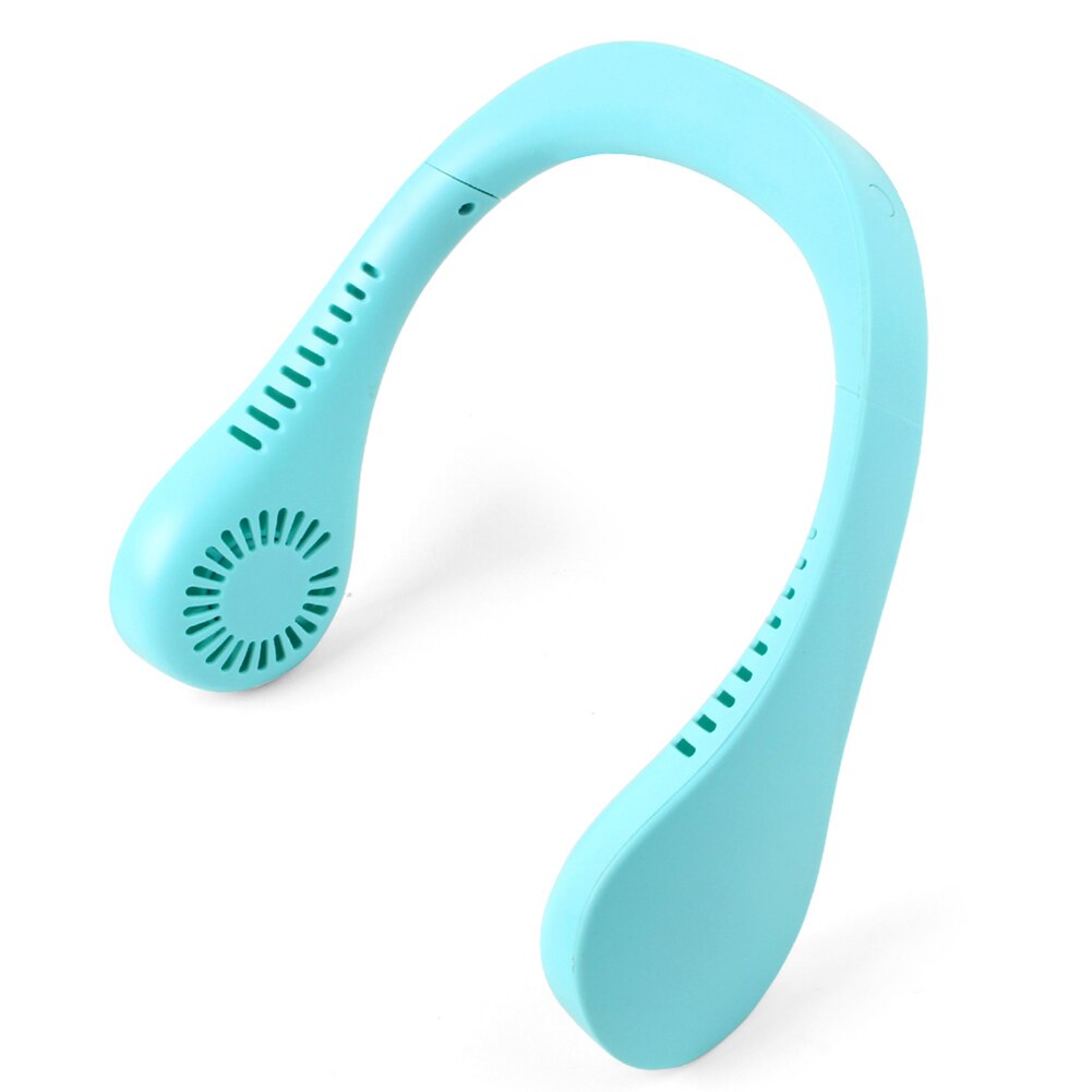 USB Rechargeable Air Cooler Mini Electric Air Conditioner Portable Sport Outdoor Hanging Dual Wind Head Neck Cooling Fan: Blue