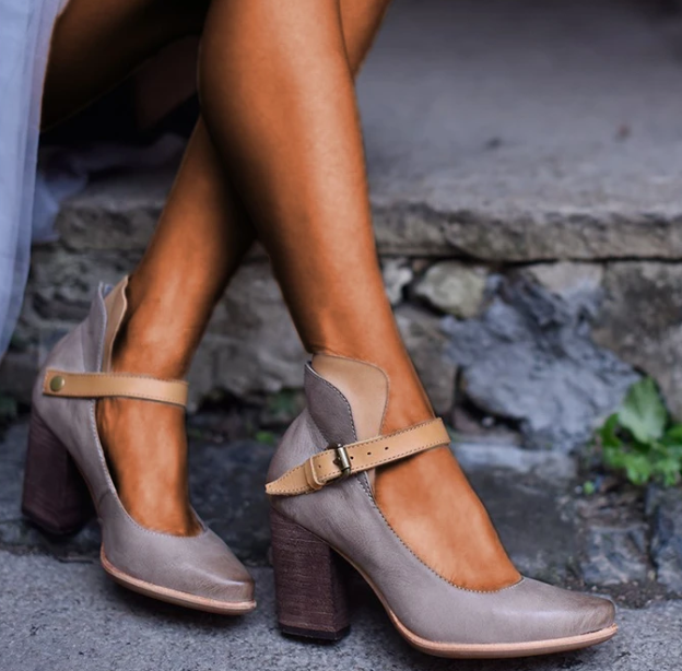 Kvinder sko sandaler sommer højhælede sko spænde pu læder gladiator luksus sko kvinder designere zapatos de mujer  e37: Grå / 7.5