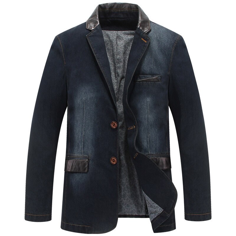 XIU LUO – Blazer en Denim 4XL pour homme, veste de costume, coupe ajustée, décontractée, manteau, printemps-automne