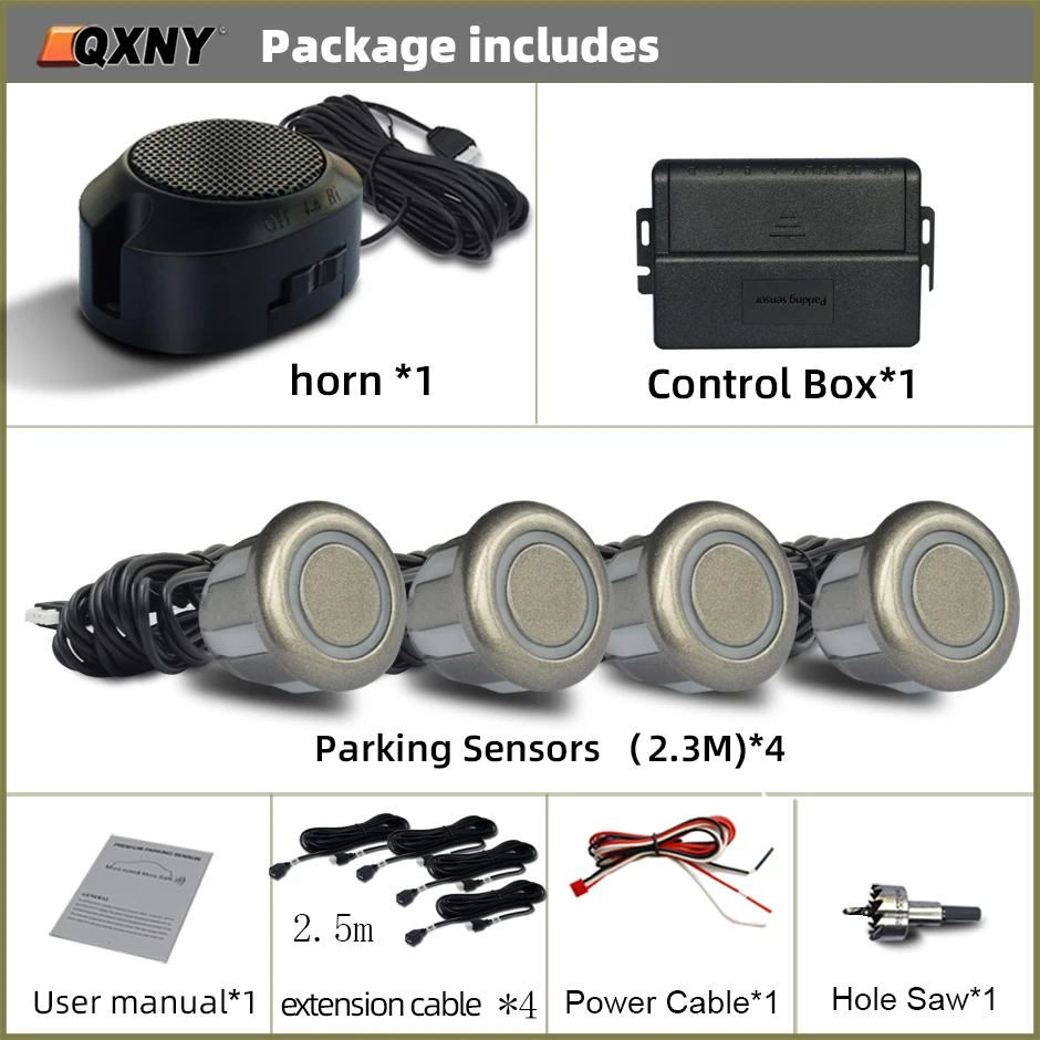 Front Parking Sensor Kit Auto Parktronic Vehicle Assistant System Buzzer Alarm Volume Can be Adjusted Universal: Pink