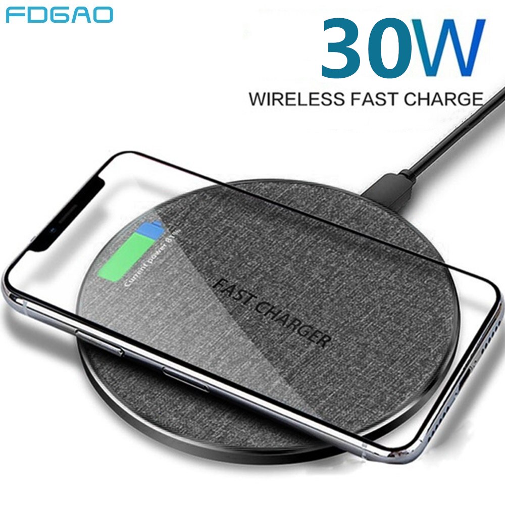 FDGAO 30W Drahtlose Ladegerät Für Samsung S21 S20 Hinweis 20 10 Qi Induktion Schnell Ladung Pad Schnelle Ladung für iPhone 12 11 X XR XS 8