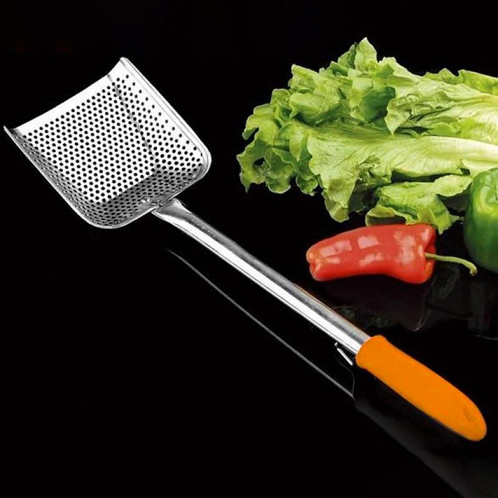 Edelstahl Stanzen Lange Griff Spachtel Sieb Küche Kochen Sieb