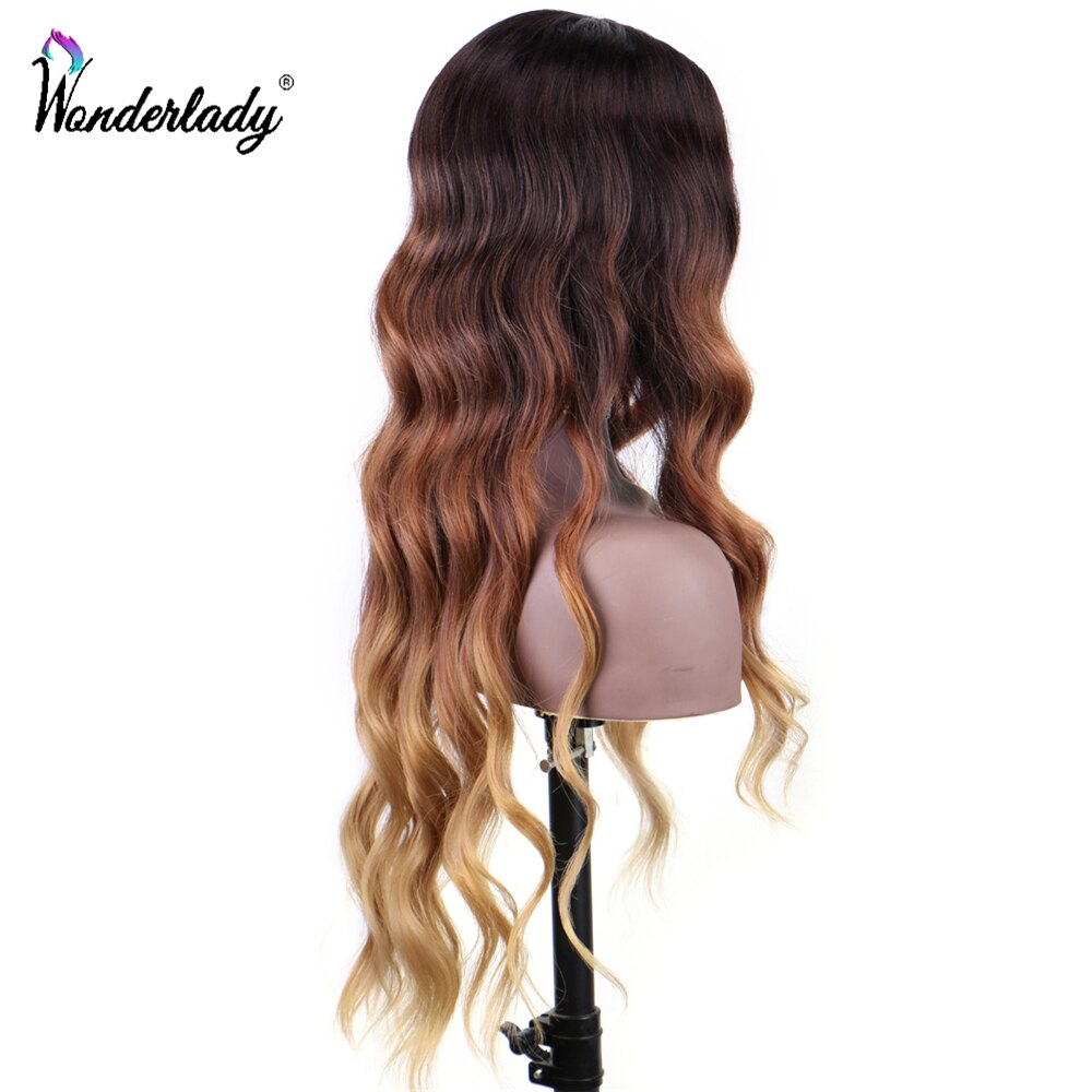Perruque Lace Front Wig à raie centrale Swiss Lace, 24 pouces, synthétiques WonderLady, cheveux Ombre en Fiber de haute température