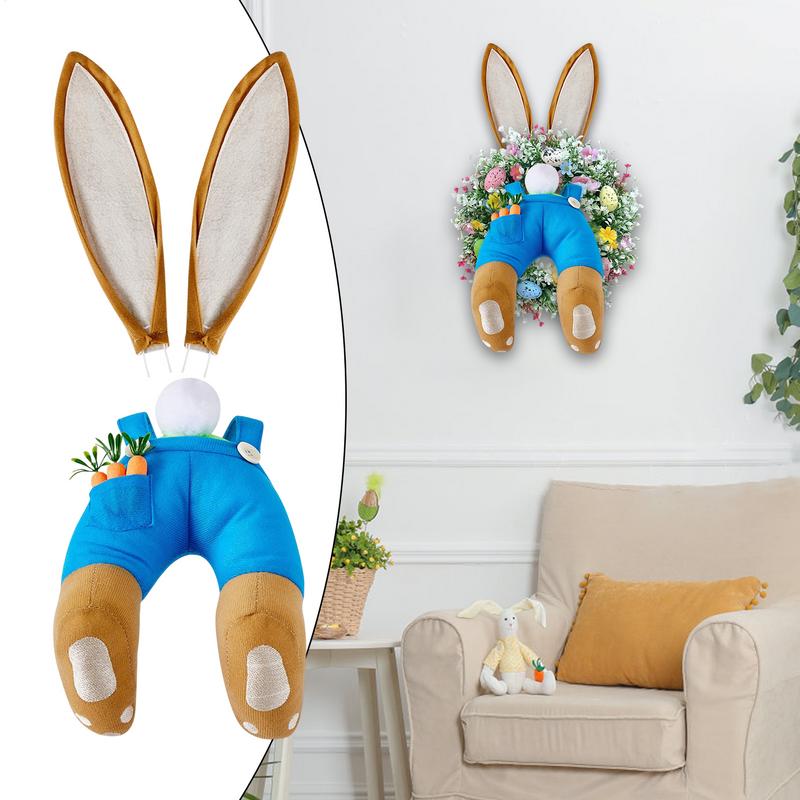 Decoración de conejito de Pascua para el hogar, accesorio de corona a tope de conejo para el hogar, jardín, corona, Festival, puerta delantera, decoraciones colgantes de pared