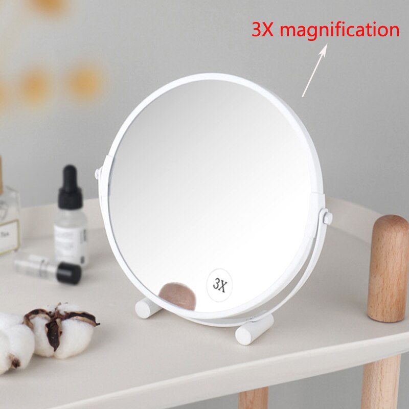 2x/3x Magnification Round Rose Gold Makeup Mirror Desktop Makeup Mirror Bedroom Bathroom Studio Beauty Mirror