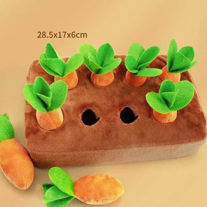 Jouets en peluche innovants pour animaux de compagnie, jouets interactifs pour chiens, polymères de carotte, champ végétal, radis nervuré: Marron