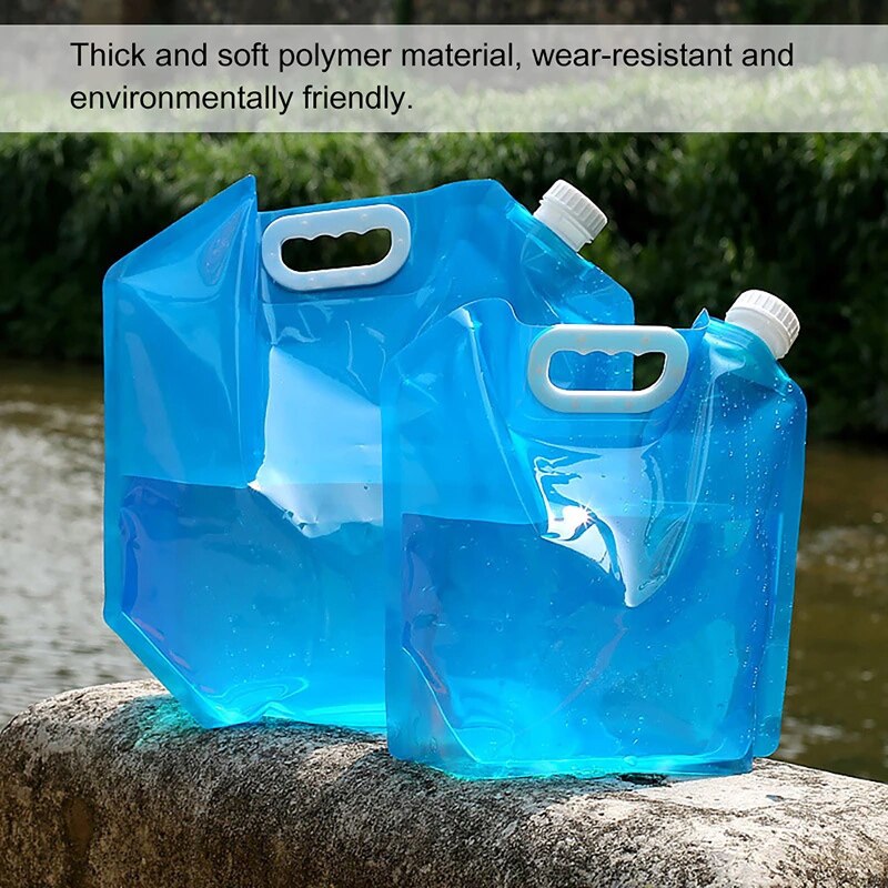 5 / 10L Foldable Water Bag Canister PE Tasteless Safety Seal Lightweight Drinking Water Storage Bag Outdoor Water Bag