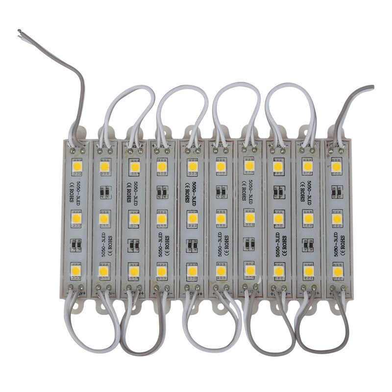 1*10 stk 5050 smd 3 led modul led strip string lys vandtæt  dc 12v varm hvid: Default Title