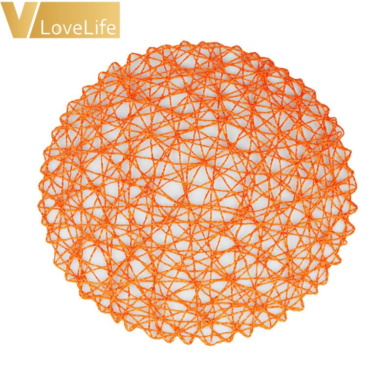 6 stk papirreb mesh rundt bord dækkeservietter hjemmekøkken jule børn gør-det-selv dekorationspuder 38*38cm borddekoration: Orange
