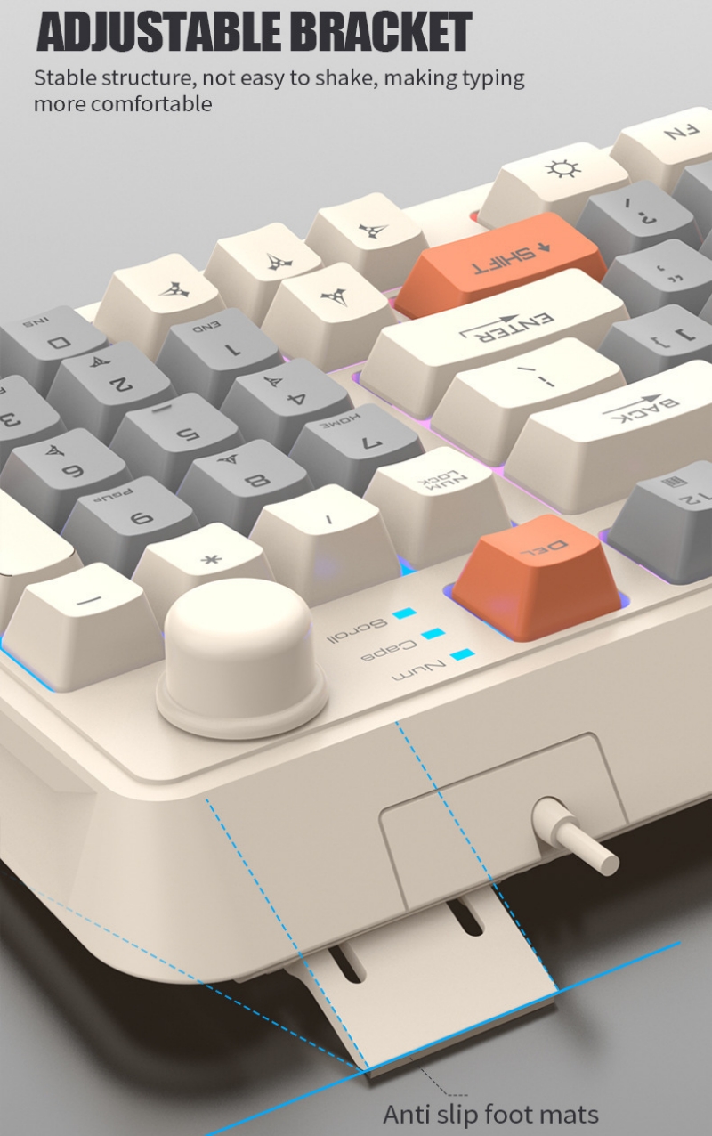 Teclado español con Ñ 94 teclas 90% Teclado árabe español con la Ñ ruso coreano USB con cable RGB Perilla de volumen de luz Ergonomía Oficina de juegos K82