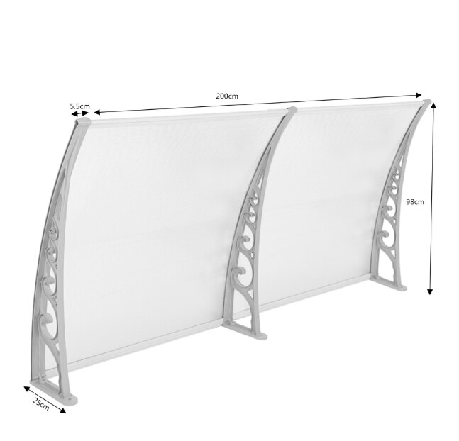 Tür Markise Regen Baldachin Aluminium Fenster Rahmen Vorne Tür Markise DIY Tür Markise Anti UV Sonne Schutz Markisen HWC: 100x200 cm