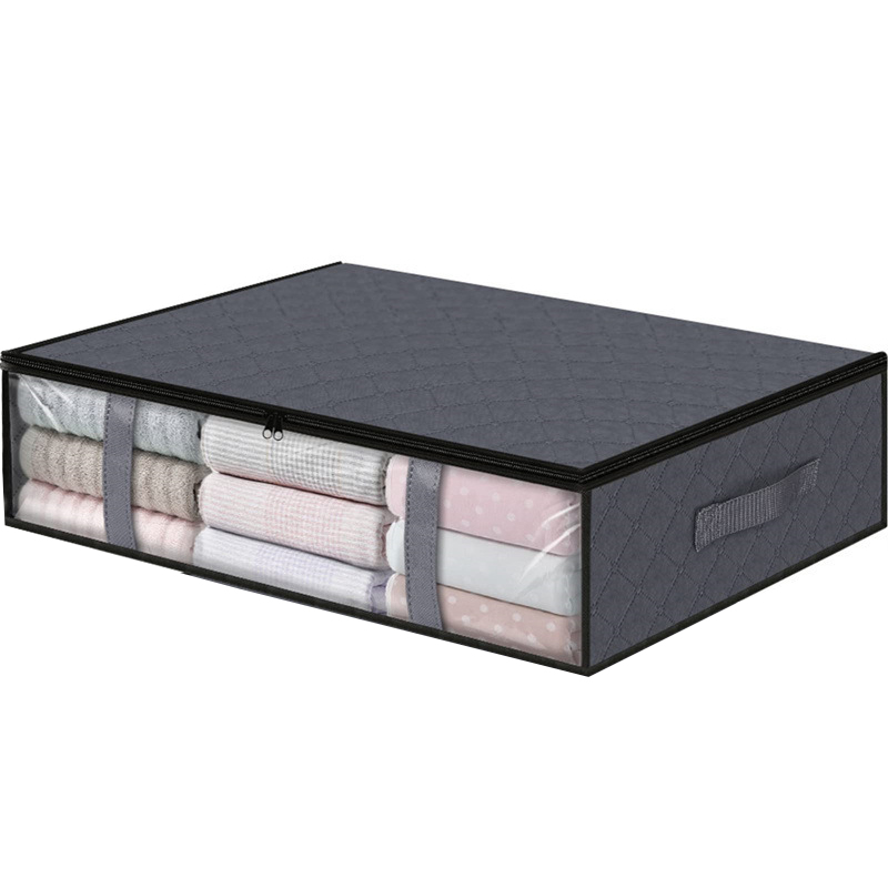 90L Sturdy Under Bed Storage Containers Organizer Large Capacity Clothes Bins and Bedroom Foldable Storage Bag with Clear Window: Blue