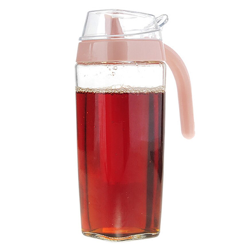 Lekvrij Olie Tank Sojasaus Olie Olijfolie Fles Kruiden Kruiden Suiker Zout Keuken Container Inegar Sesamolie Pot Glas jar: Pink 550ML