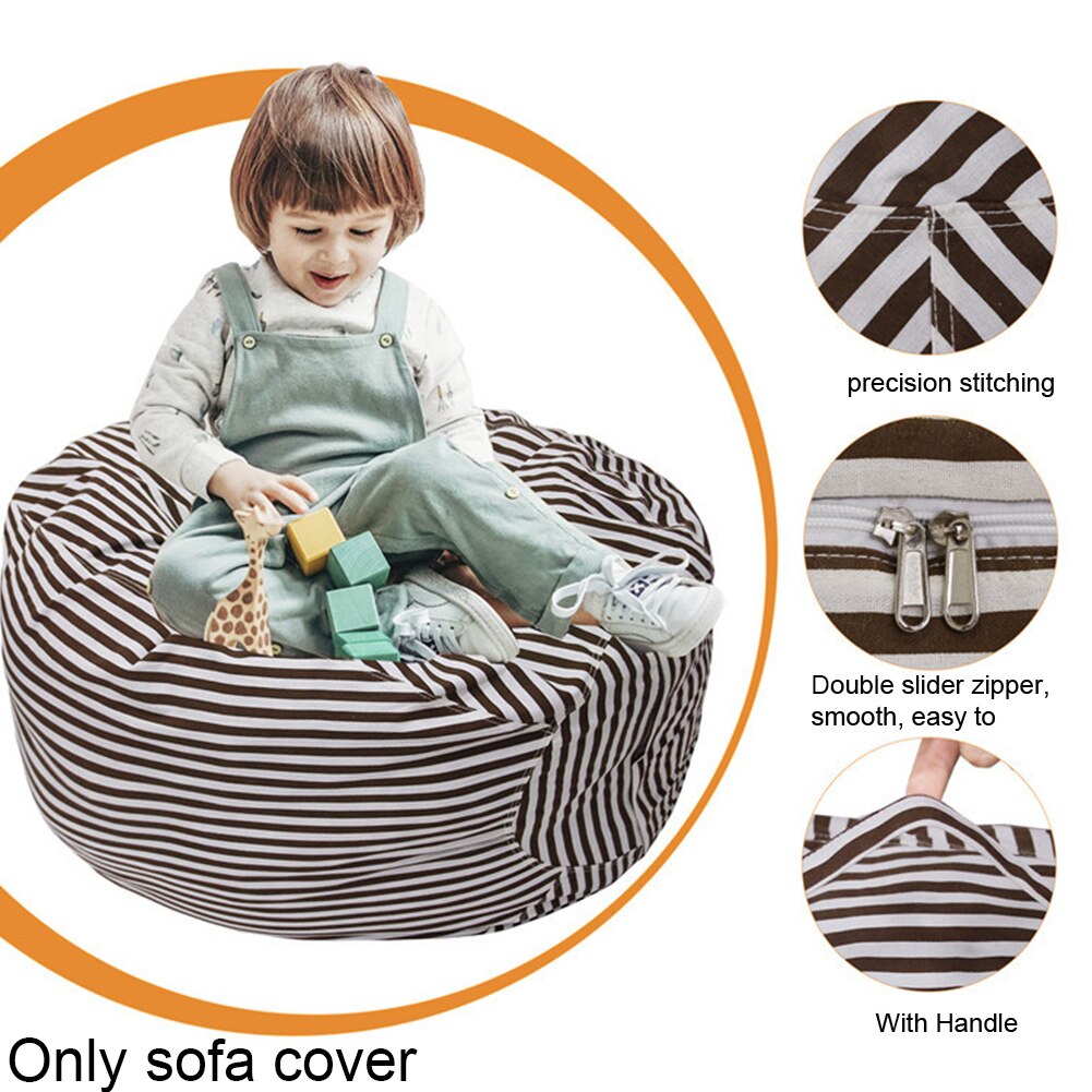 Lerret rund søle hjemmeinnredning plysj leketøy 80cm tilbehør glidelås bønnepose sofadeksel uten fylling diy arrangør vaskbar oppbevaring