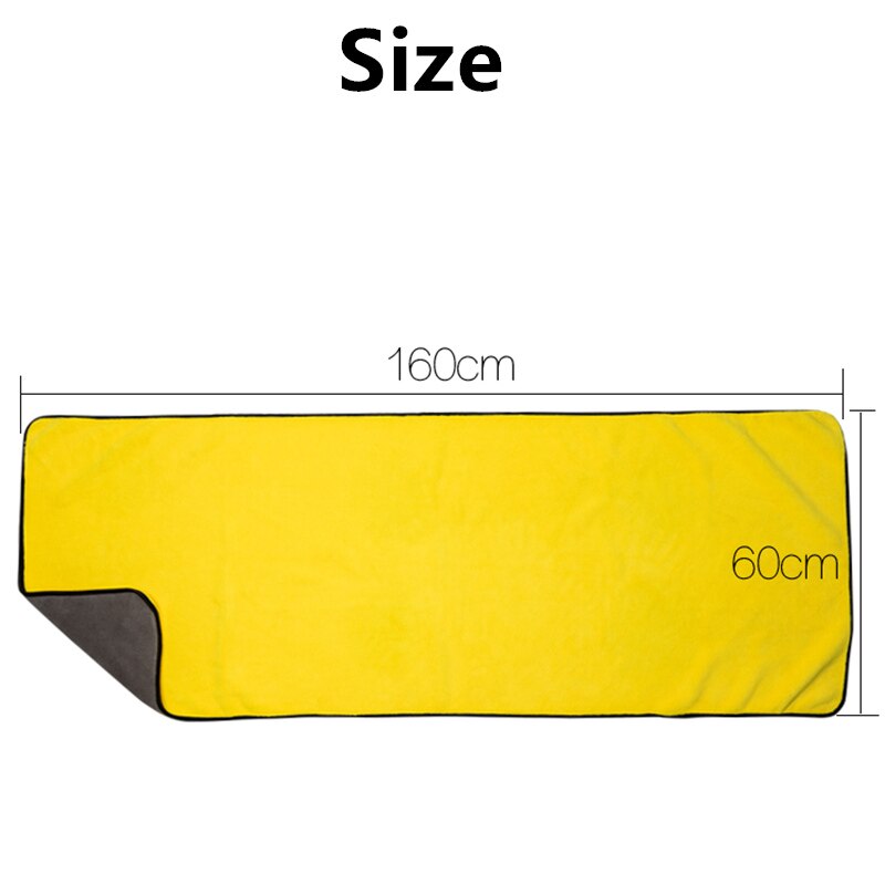 Serviette de bain en molleton de corail haute densité, 60x160cm, Double couche, velours Double face, pour le nettoyage et le polissage de la voiture