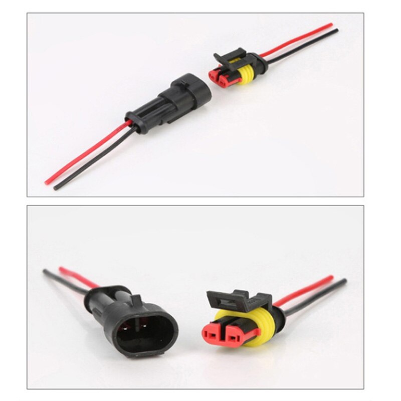 10pcs waterproof male and female electrical connector plugs 2-pin mode with wire for the car motorcycle pedal vehicle tool