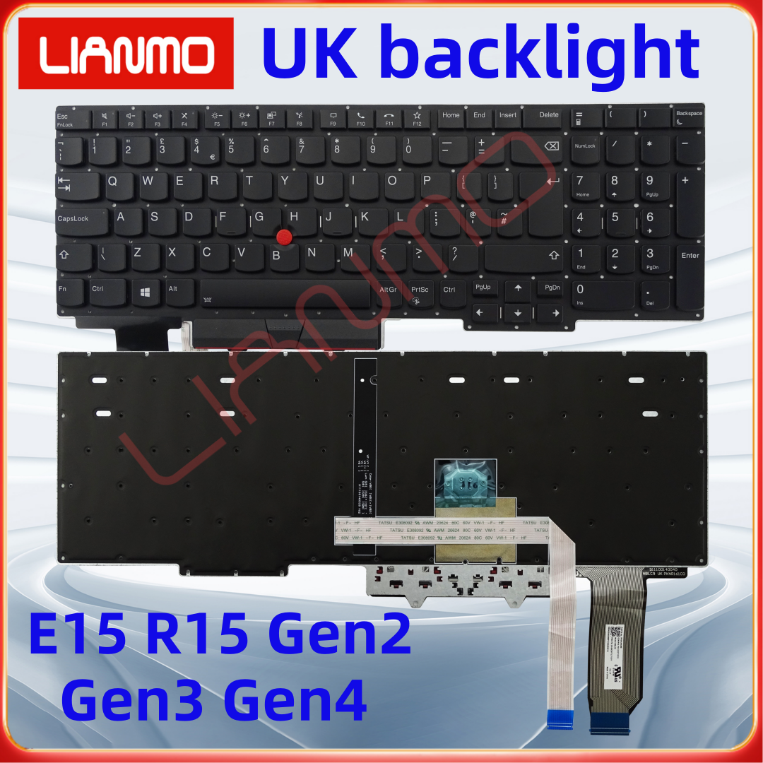 Clavier d'ordinateur portable américain/royaume-uni/russe/français/espagnol/italie adapté au clavier rétro-éclairé Lenovo Thinkpad E15 R15 Gen2 Gen3 Gen4: MARRON