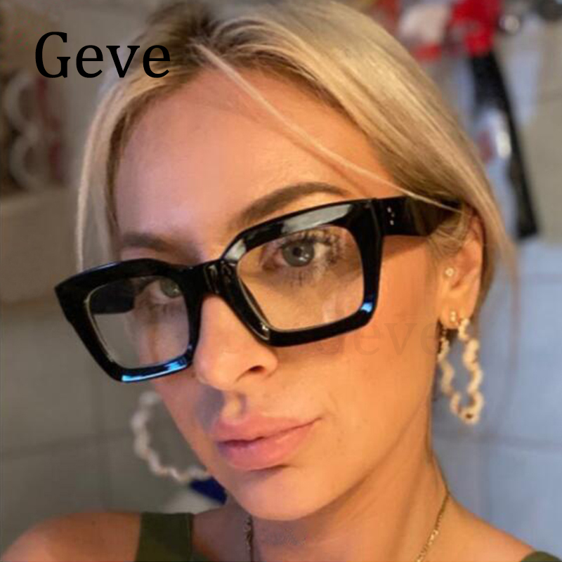 Montura de gafas de lectura cuadradas transparentes, gafas de protección contra luz azul de gran tamaño Unisex, gafas graduadas con lentes ópticas para mujer