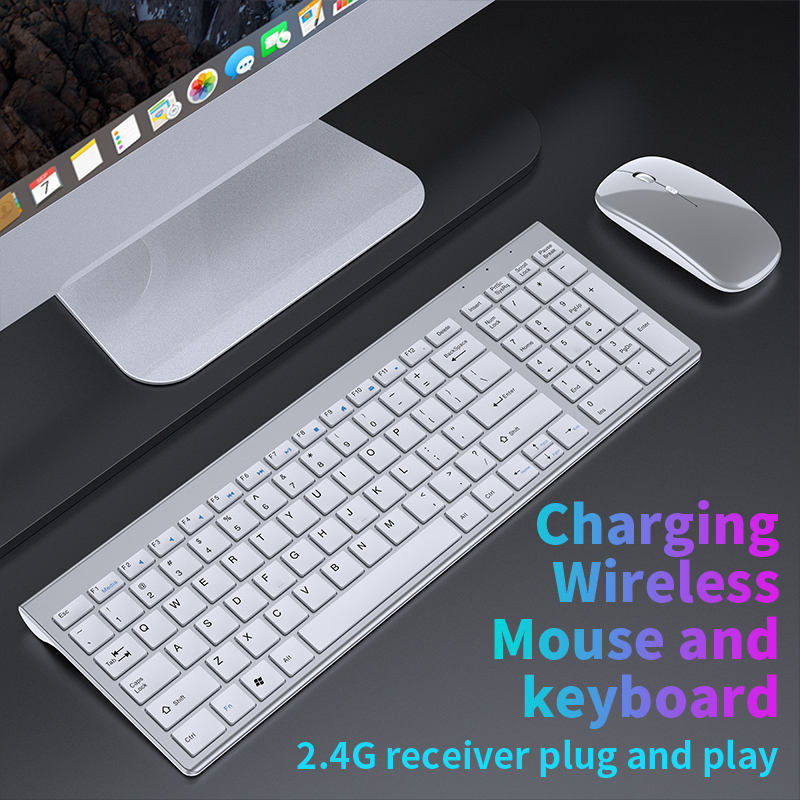 Bluetooth 5.0 & 2.4G Draadloos Toetsenbord en Muis Combo Mini Multimedia Toetsenbord Muis Set voor Laptop PC TV iPad Macbook Android