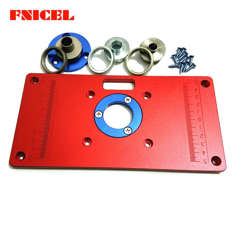 Universal Aluminum Router Table Insert Plate with 2Pcs Insert Ring for Woodworking Bench Tools Wood Router Table: Set A