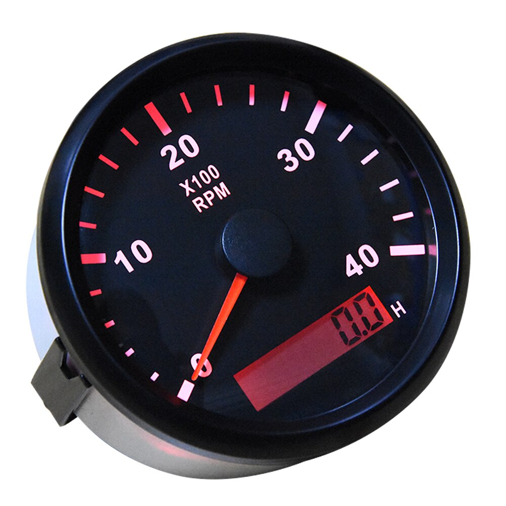 85mm Digital Tachometer Car Boat Marine Tacho Meter with LCD Hourmeter 4000RPM Meter Marine Tachometer Red Backlight 12V 24V