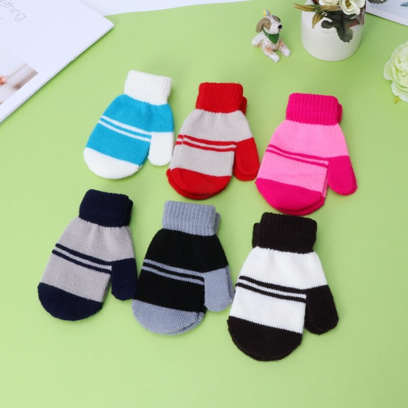 Cute Winter Warm Baby Children Knitted Stretch Mittens Kids Girls Boys Gloves