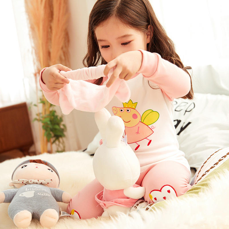 Kids Children Girls Long-Sleeved Pajamas Sets Casual Cartoon Printing Sleepwear Round Neck Nightwear Pyjamas