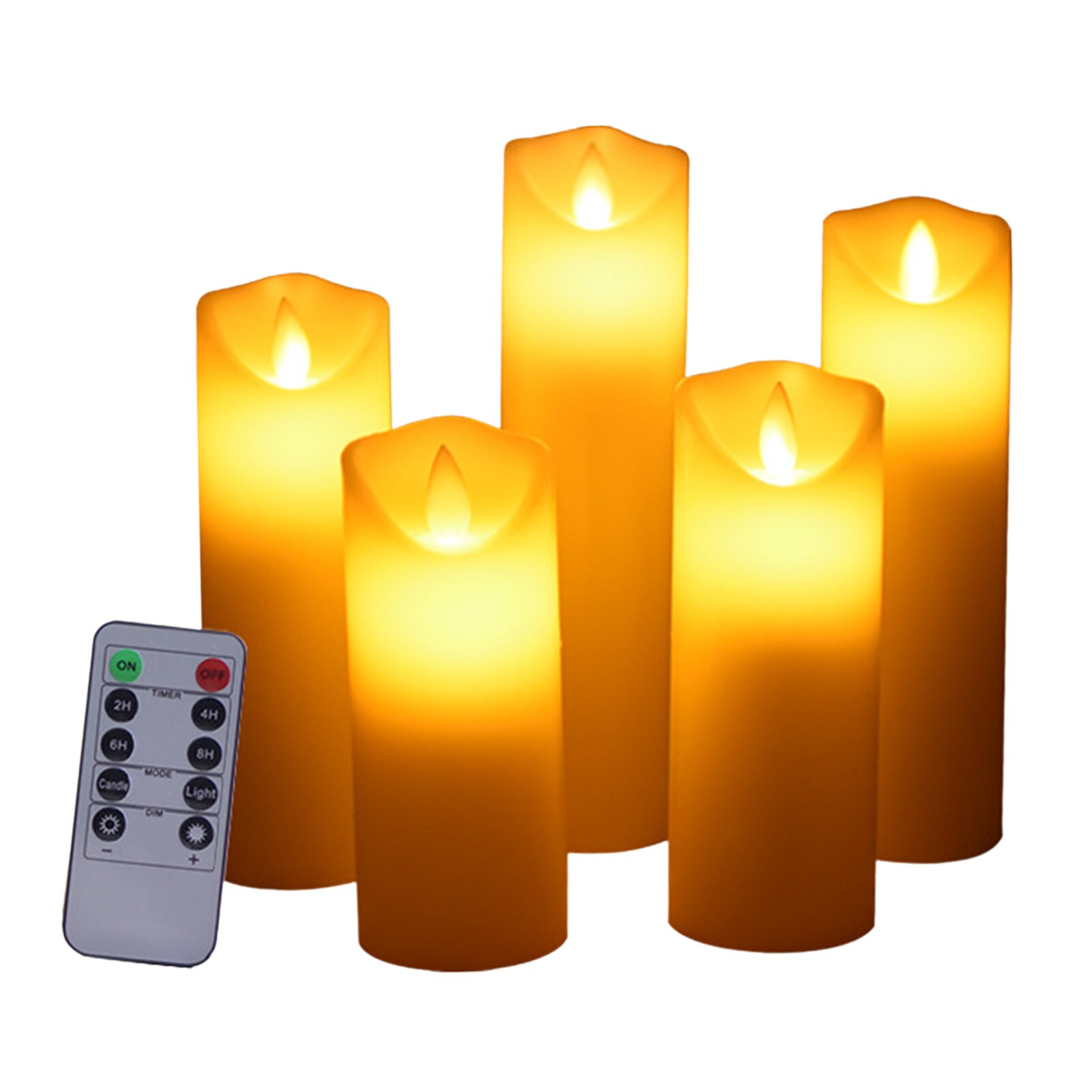 5PCS LEDs Electronic Candle Light Kit Set Flameless Lamp Remote Control Flash &amp; Constant Bright 2/4/6/8 Timer Setting Dimmable