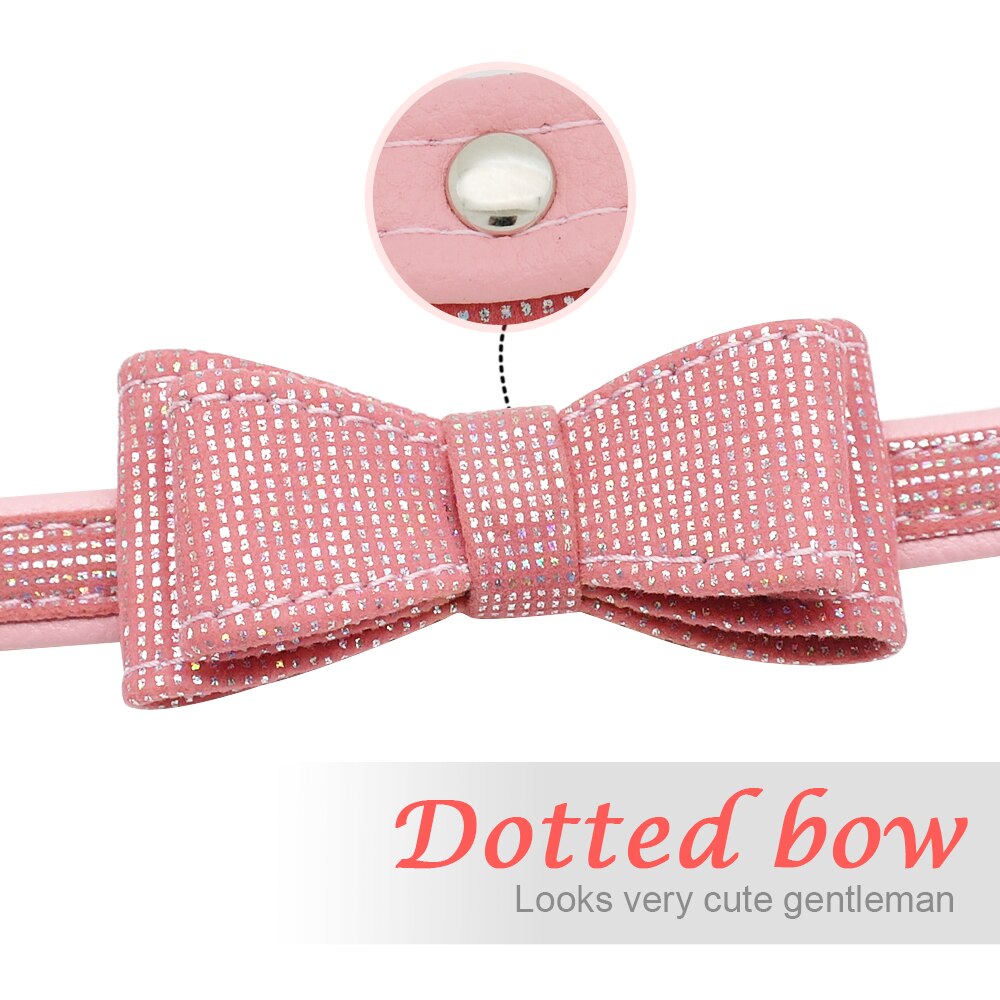 Bowknot Dog Collar Dogs Cat Collars Bow Tie Padded Puppy Collars for Small Pets Cat Kitten Doggy Chihuahua Blue Pink Black