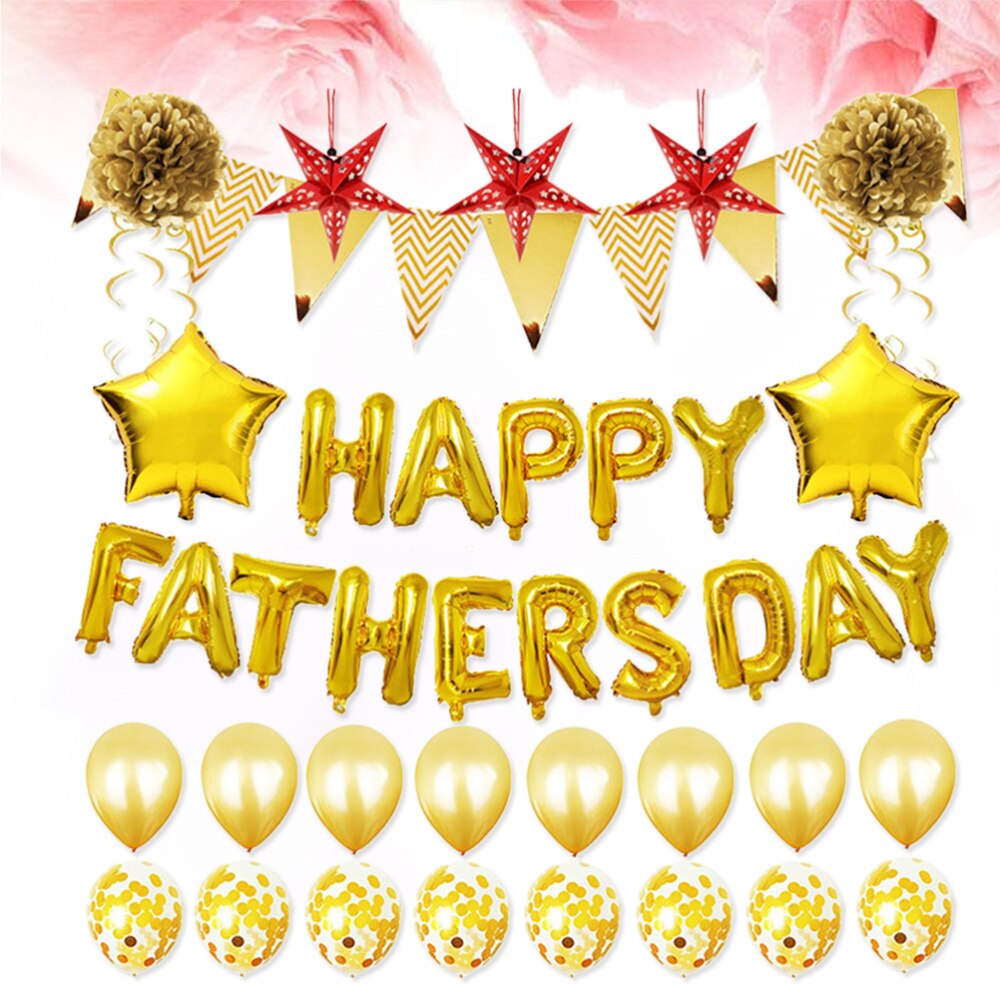 Father's Day Aluminum Foil Balloon Set 16 Inch English Letters Happy Father's Day Party Decorations Balloons Supplies (Golden)