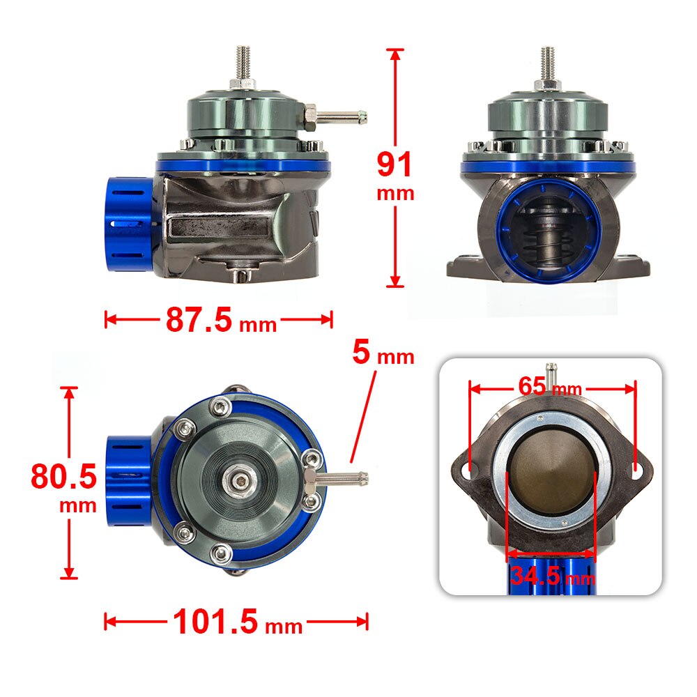 FV Style BOV Float Valve Blow Off Valve Floating Valve Blue Aluminium Anodic Oxidation